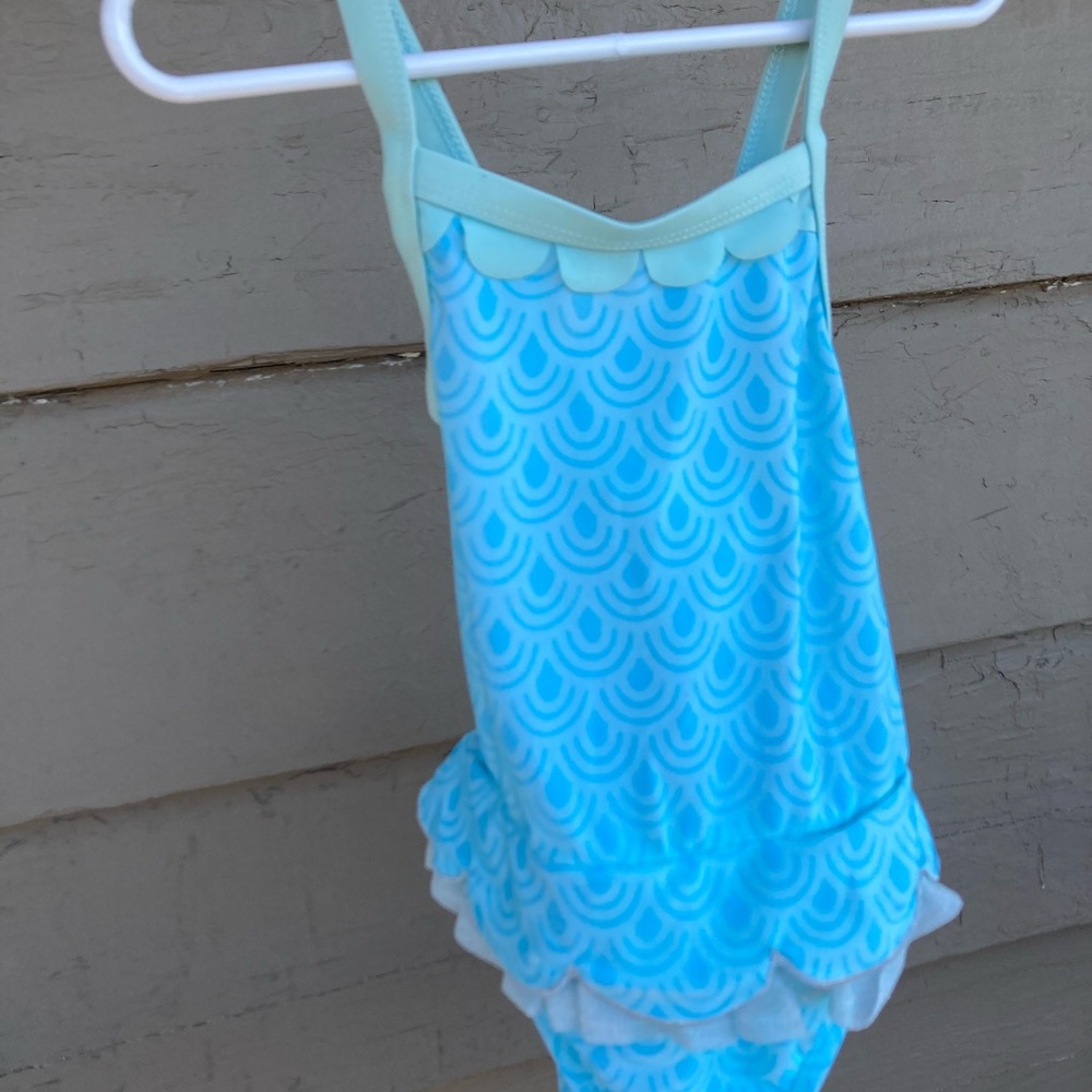 Kids Blue Scallop Swimsuit